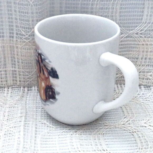 White Ceramic Coffee Mug with Serenity Prayer and Native American Girl Handmade - Picture 3 of 8